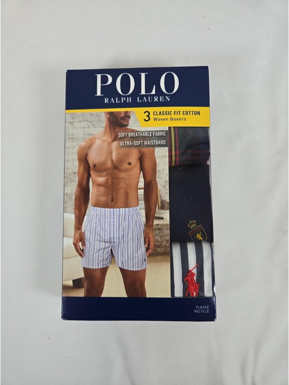 Polo Ralph Lauren Men's Medium Woven Boxer Shorts 3 Pack Classic Fit NWT
